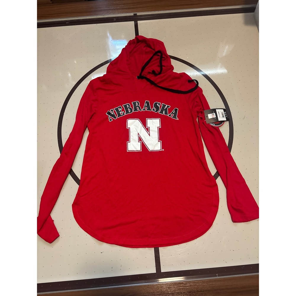 044 Colosseum Nebraska Huskers Women Long Sleeve Hoodie T-Shirt Red Small